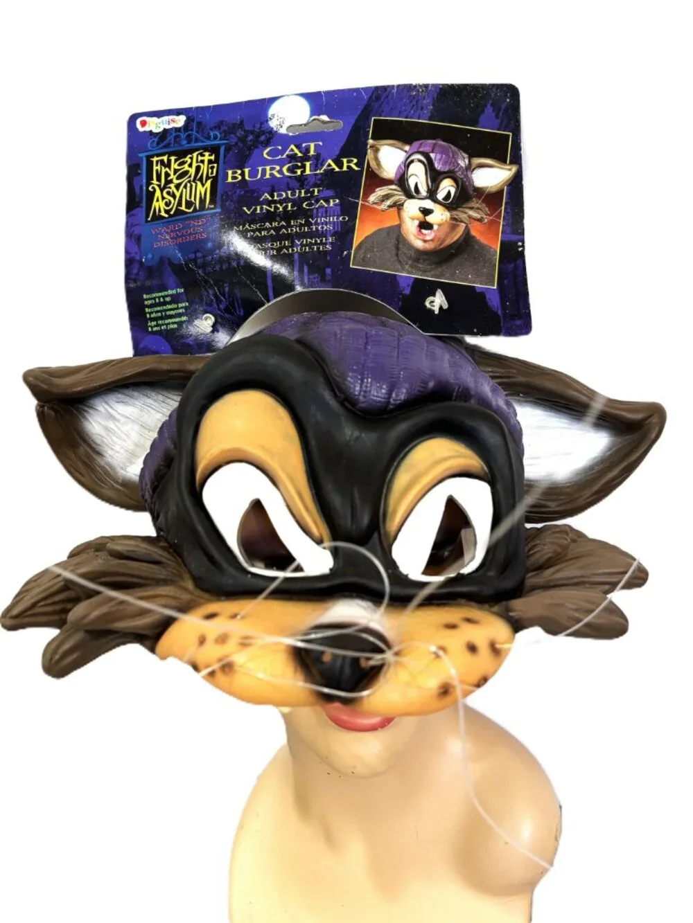 Disguise Fright  Asylum Cat Burglar Adult Vinyl Mask Cap NWT NOS